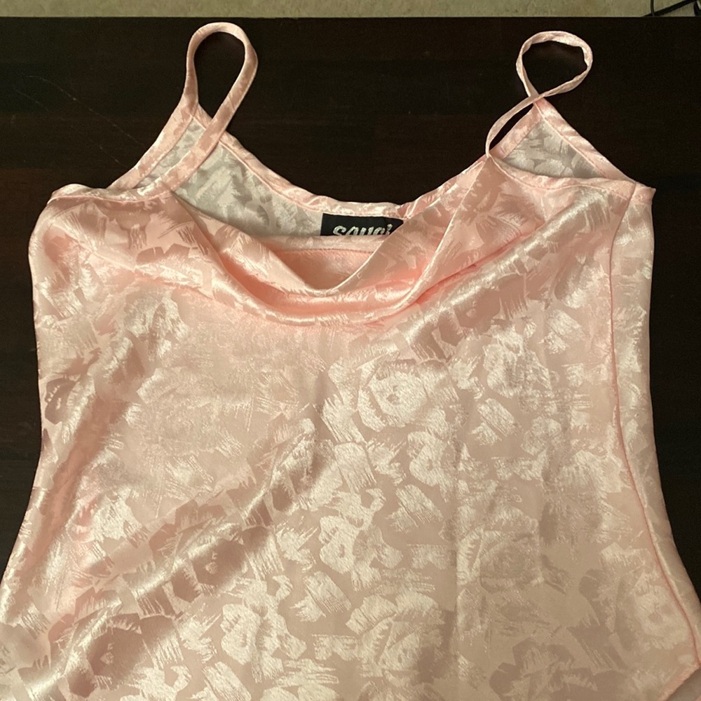 pink satin material tank